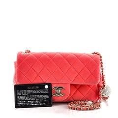 Chanel Pearl Crush Flap Bag Quilted Velvet with Crystal Detail Mini