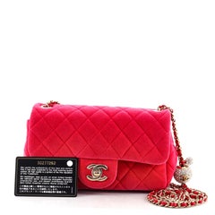 Chanel Pearl Crush Flap Bag Quilted Velvet with Crystal Detail Mini