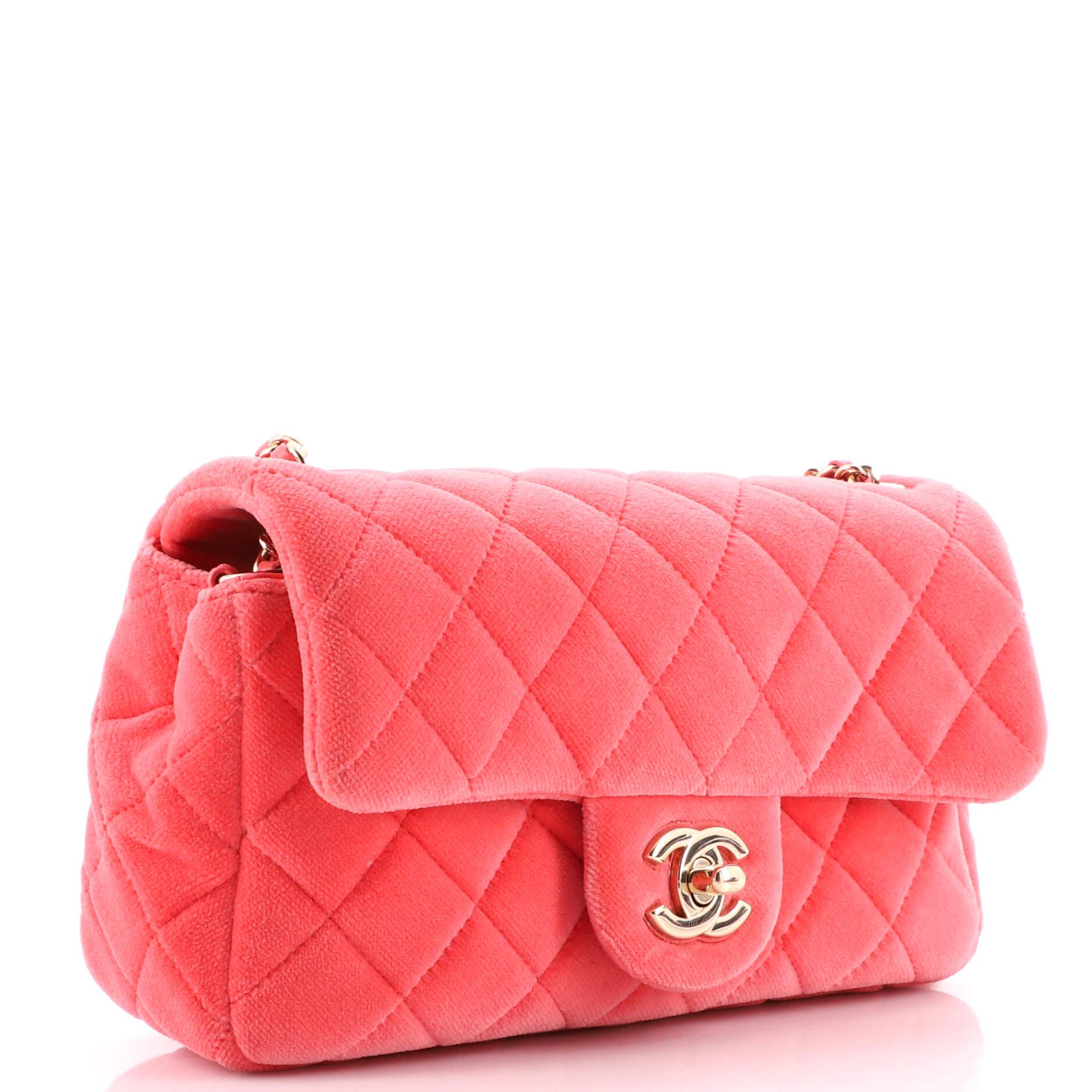 Chanel Pearl Crush Flap Bag Quilted Velvet with Crystal Detail Mini In Good Condition In NY, NY