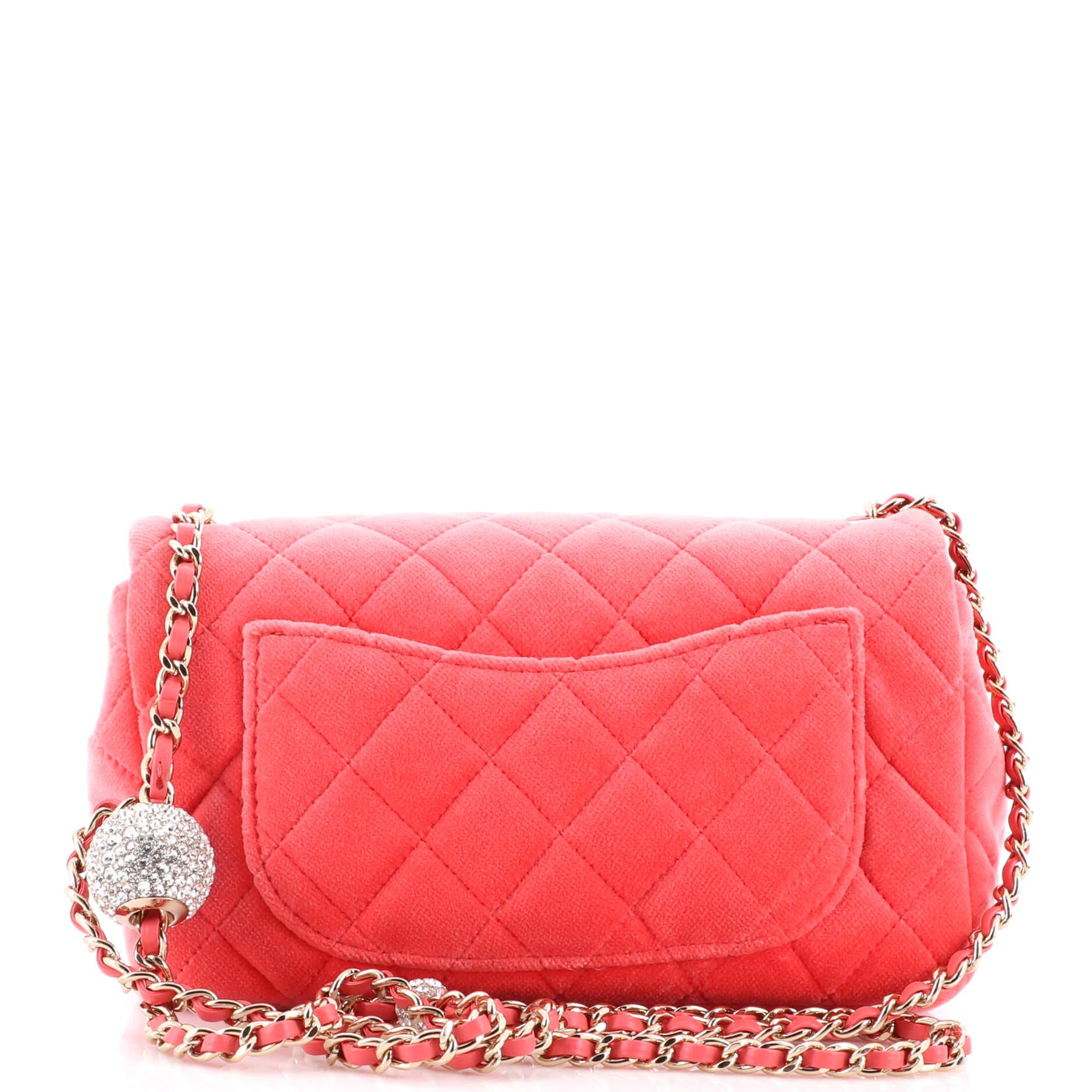 Women's Chanel Pearl Crush Flap Bag Quilted Velvet with Crystal Detail Mini