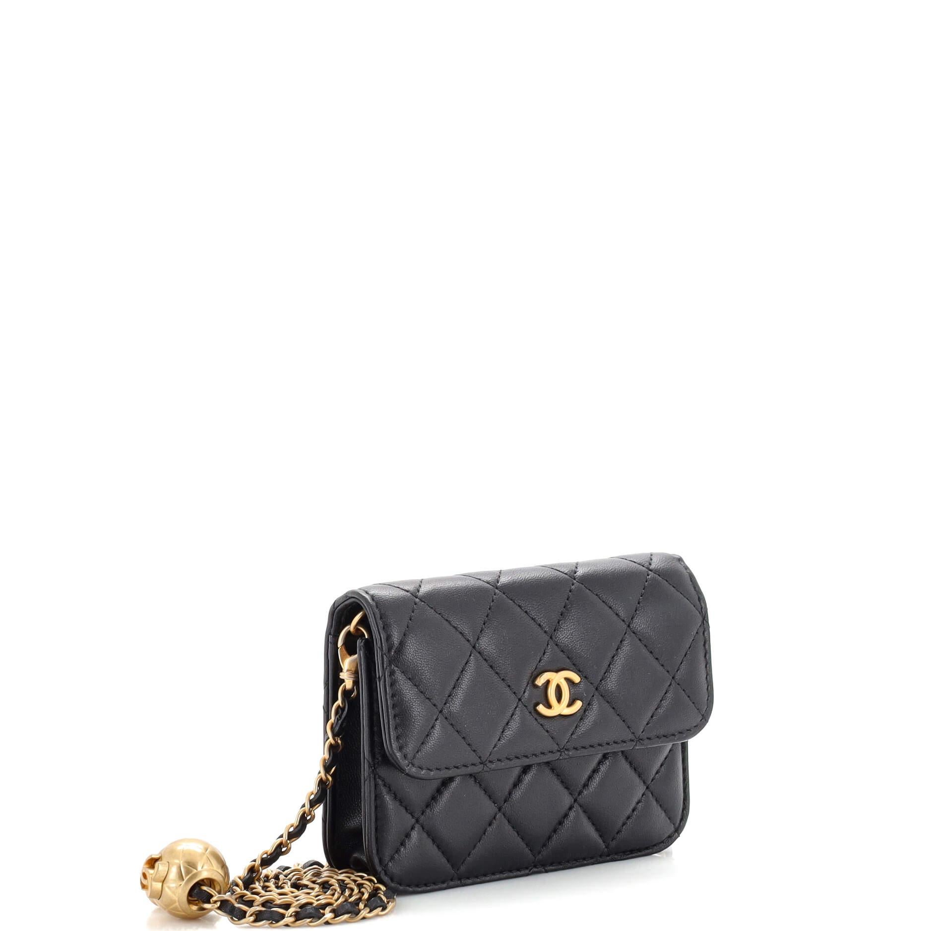 Chanel Pearl Crush Flap Clutch with Chain Quilted Lambskin Mini In Good Condition In NY, NY