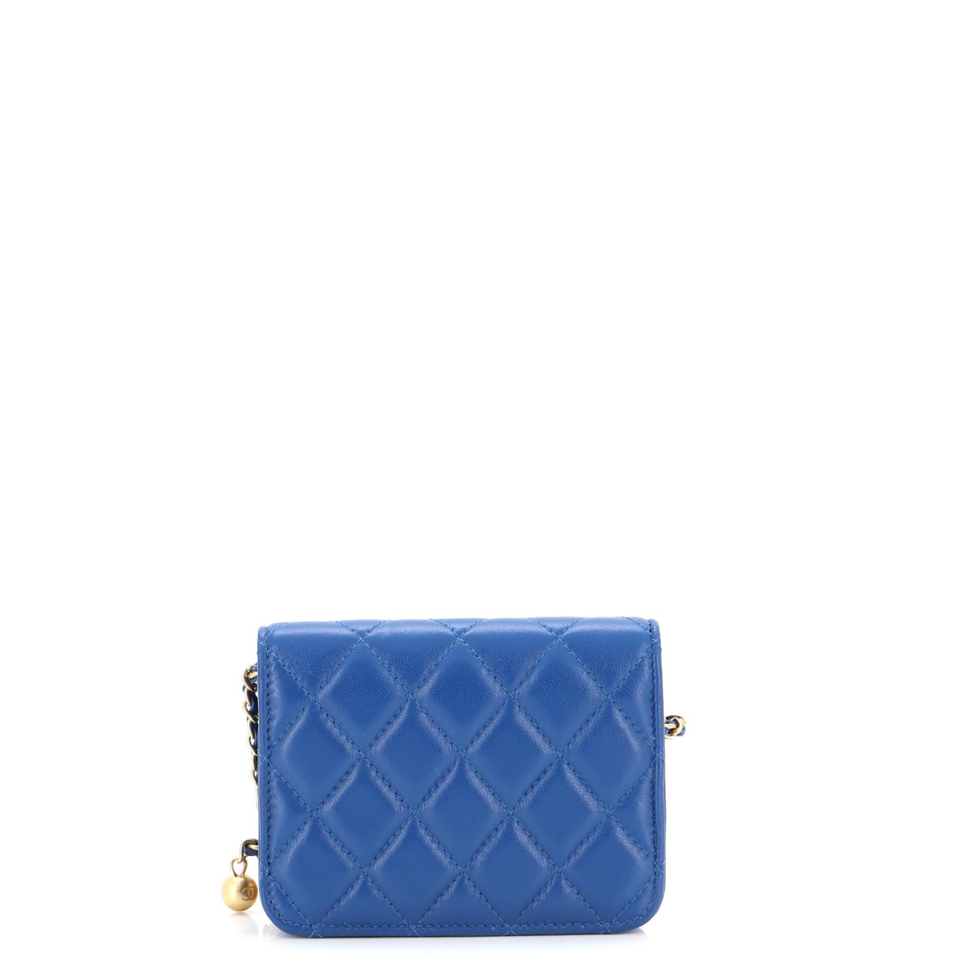 Chanel Pearl Crush Flap Clutch with Chain Quilted Lambskin Mini In Good Condition In NY, NY