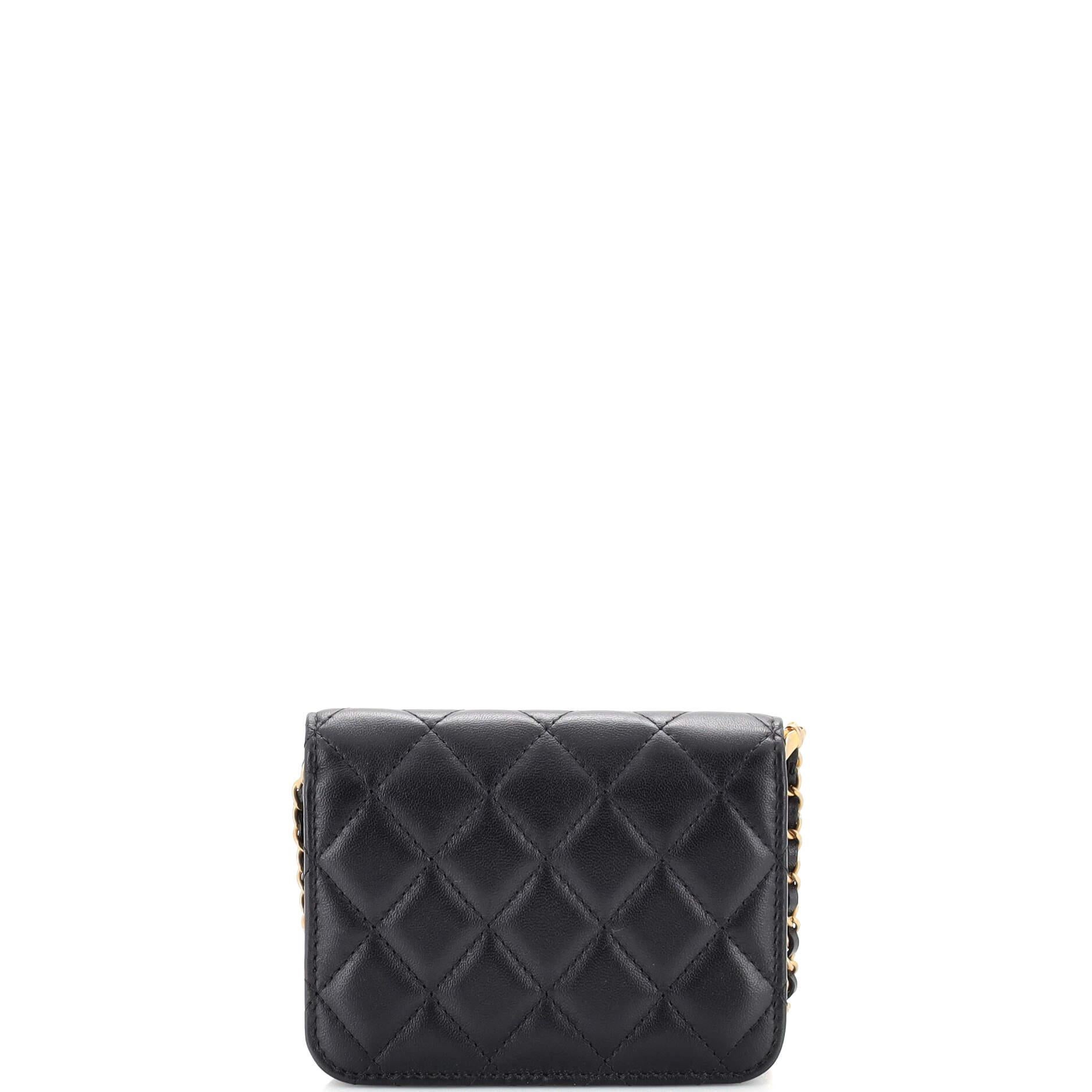 Women's or Men's Chanel Pearl Crush Flap Clutch with Chain Quilted Lambskin Mini