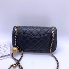 Chanel Pearl Crush Mini Rectangular Flap Bag Black Lambskin Gold Hardware