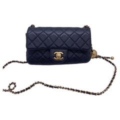 Chanel Pearl Crush Mini Rectangular Flap Bag Black Lambskin Gold Hardware