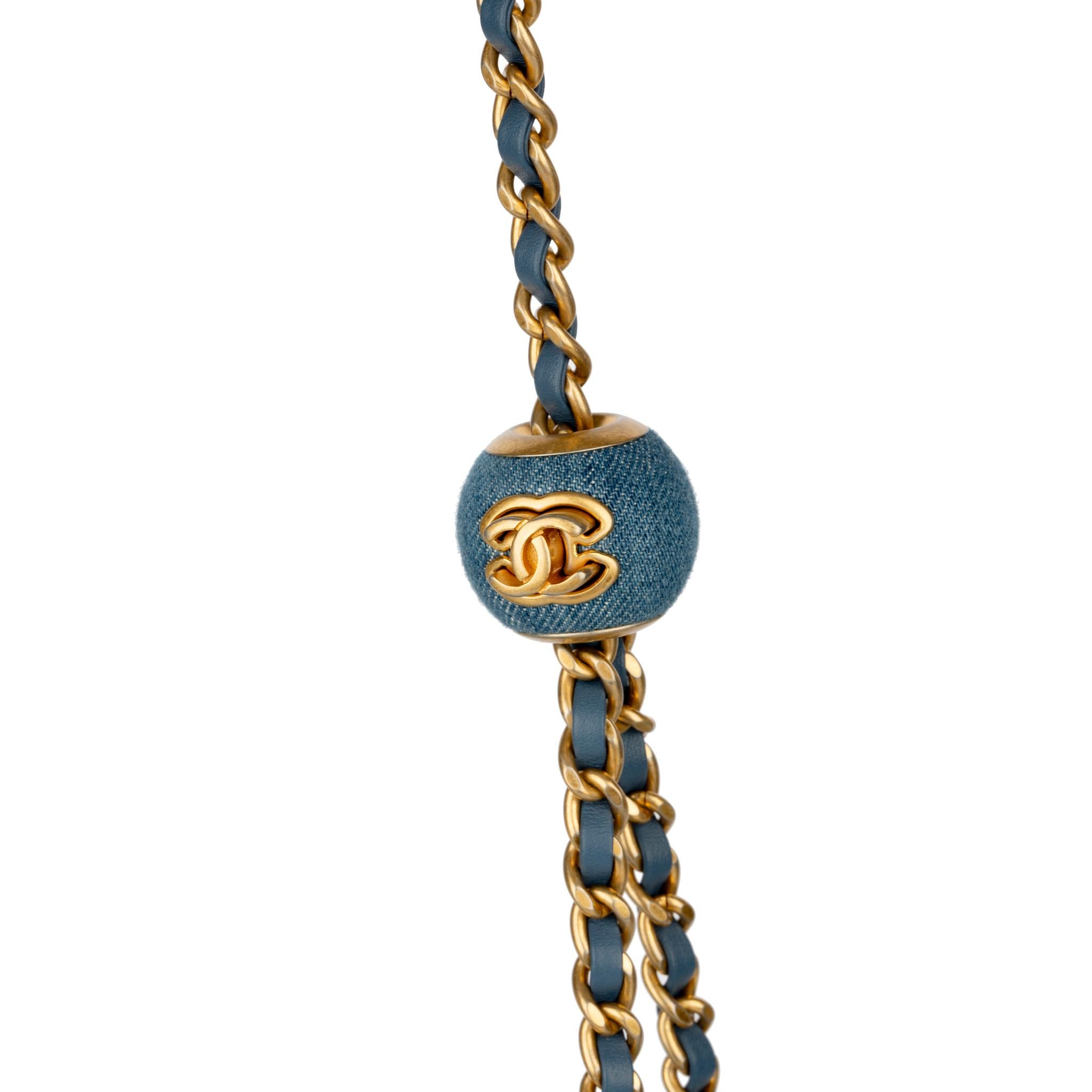 De las mujeres Chanel Pearl Crush Mini Bolso Cuadrado con Solapa Denim Herrajes Dorados
