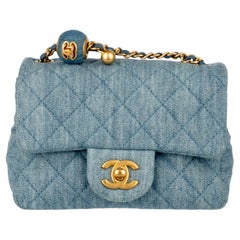 Chanel Pearl Crush Mini Square Flap Bag Denim Gold Hardware