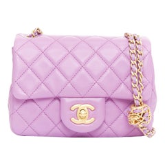 CHANEL Pearl Crush Mini Square Flap lambskin aged gold hardware crossbody bag