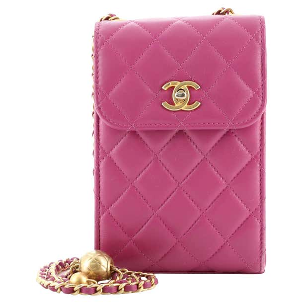 Chanel Pearl Crush Phone Holder Crossbody Bag Quilted Lambskin at ...