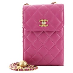 Chanel Pearl Crush Phone Holder Crossbody Bag Quilted Lambskin