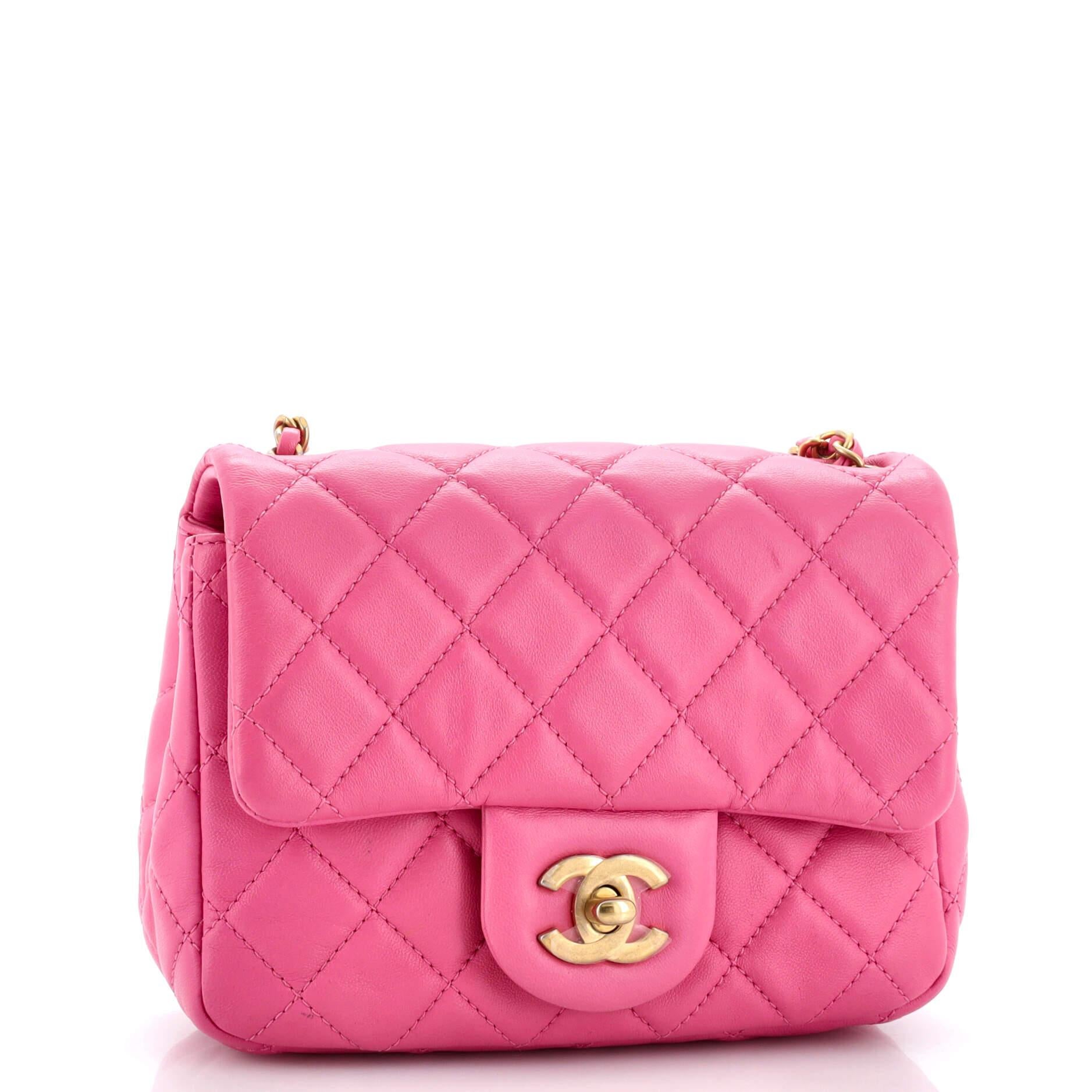 Chanel  Pearl Crush Square Flap Bag Quilted Lambskin Mini In Good Condition In NY, NY