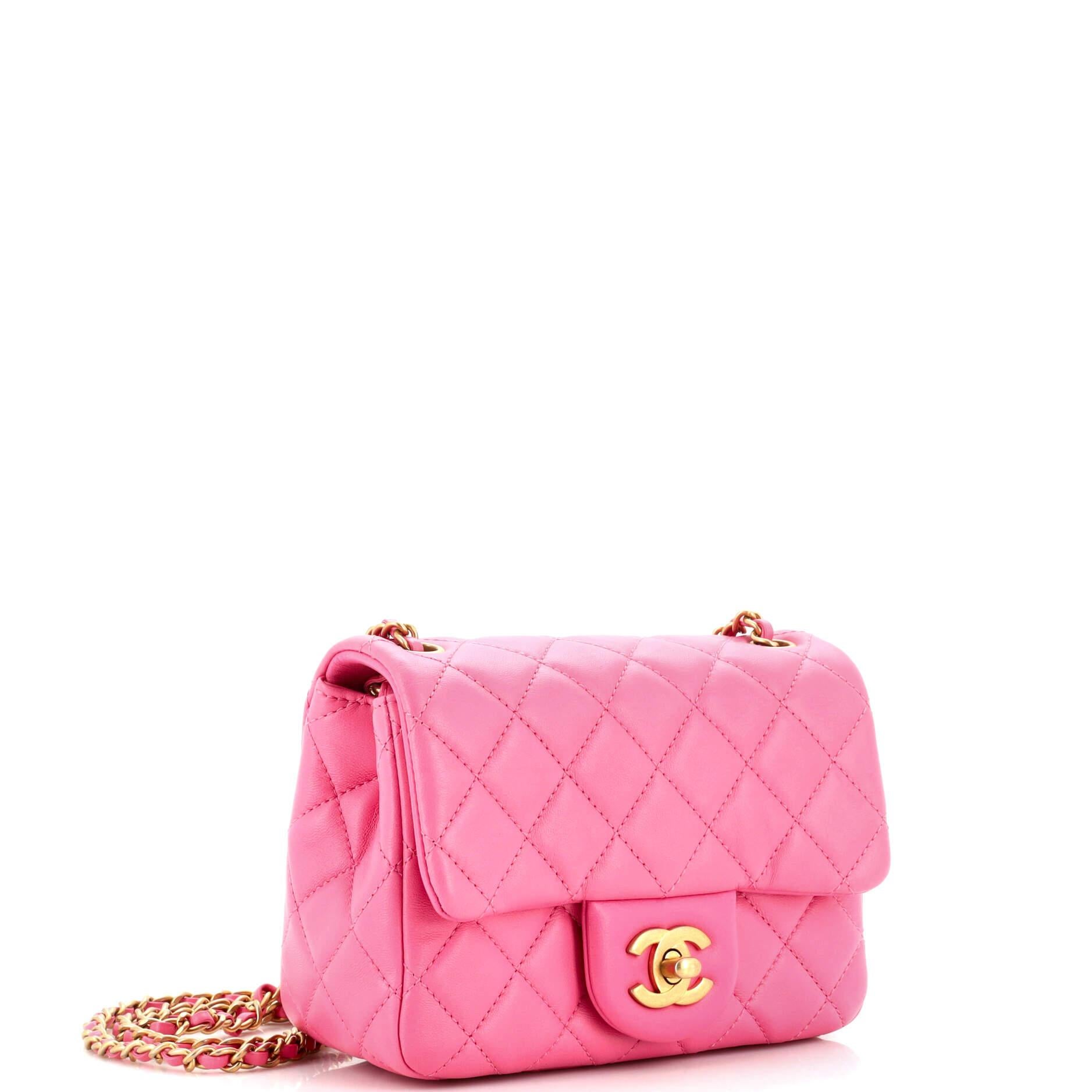 Chanel Pearl Crush Square Flap Bag Quilted Lambskin Mini In Good Condition In NY, NY