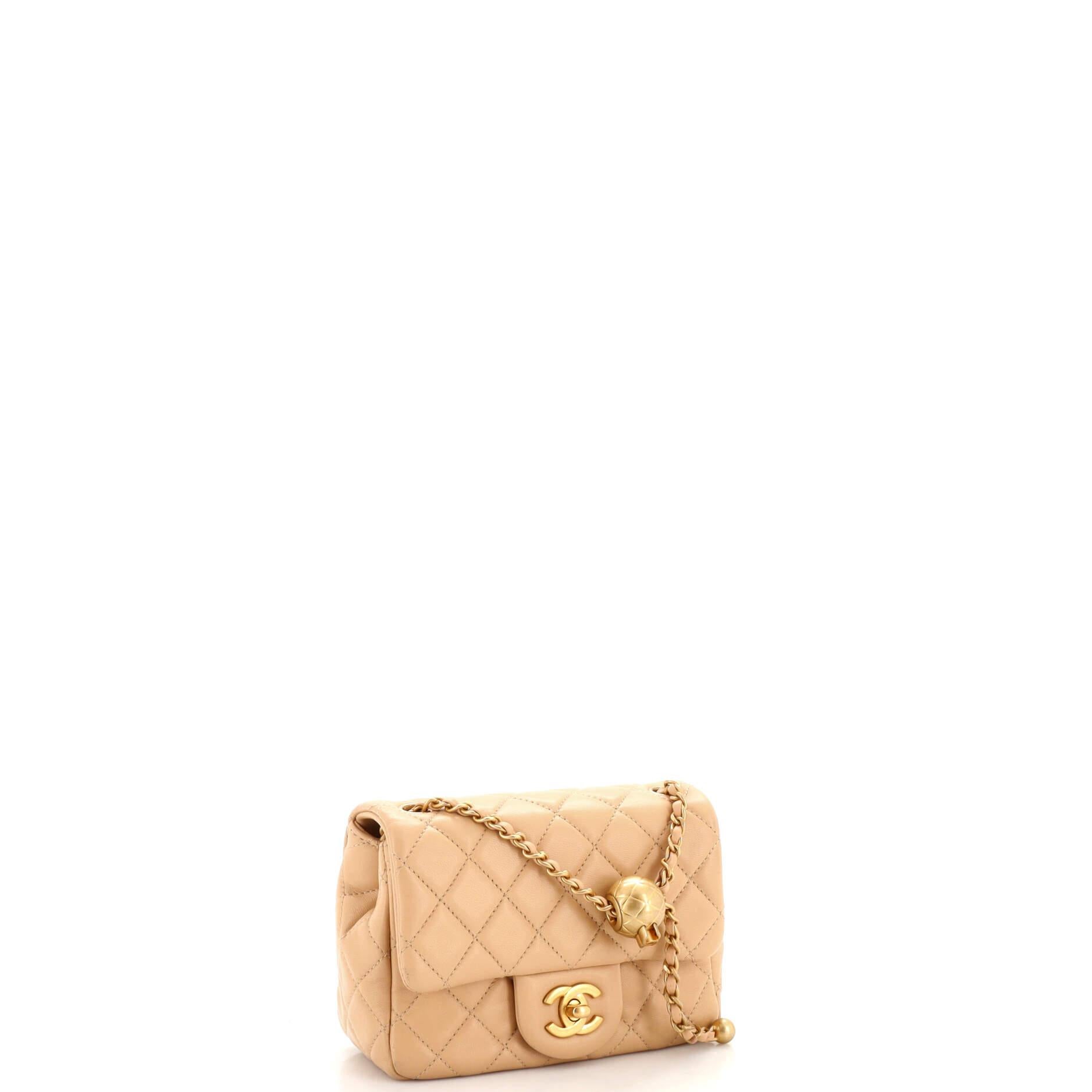 Chanel Pearl Crush Square Flap Bag Quilted Lambskin Mini In Good Condition In NY, NY