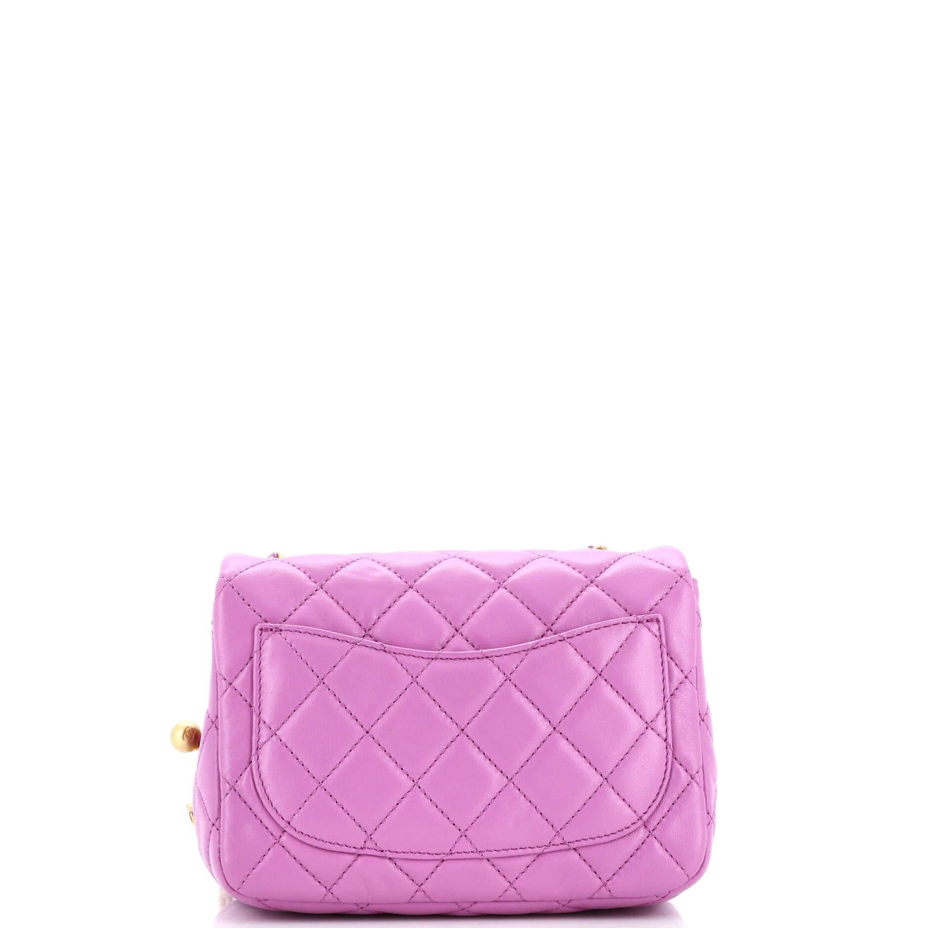 Chanel Pearl Crush Square Flap Bag Quilted Lambskin Mini For Sale at ...