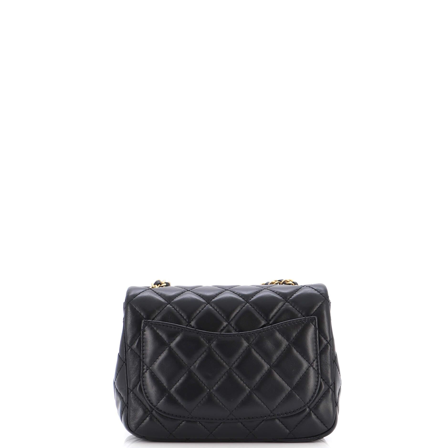 Chanel Pearl Crush Square Flap Bag Quilted Lambskin Mini In Good Condition In NY, NY