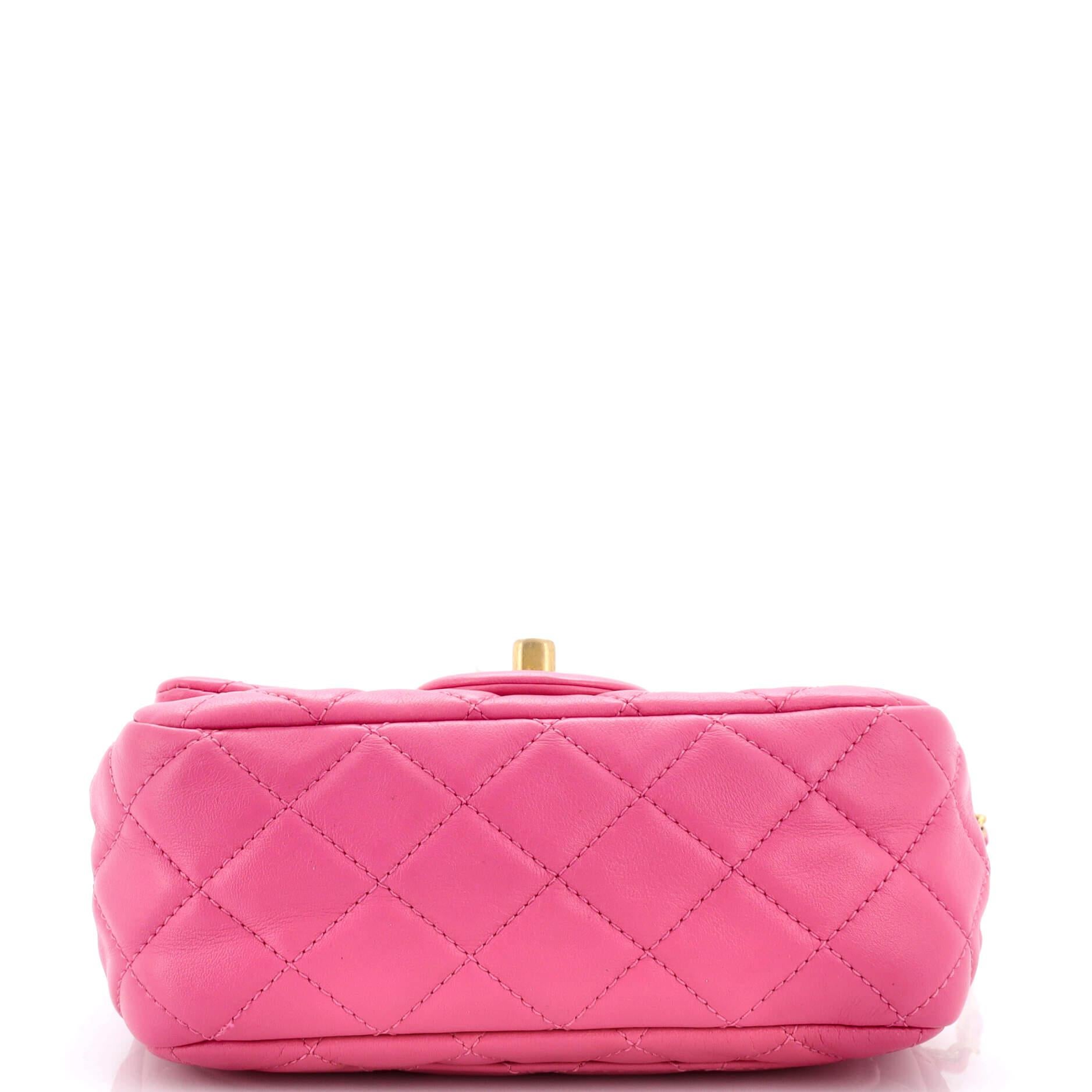 Chanel  Pearl Crush Square Flap Bag Quilted Lambskin Mini 1