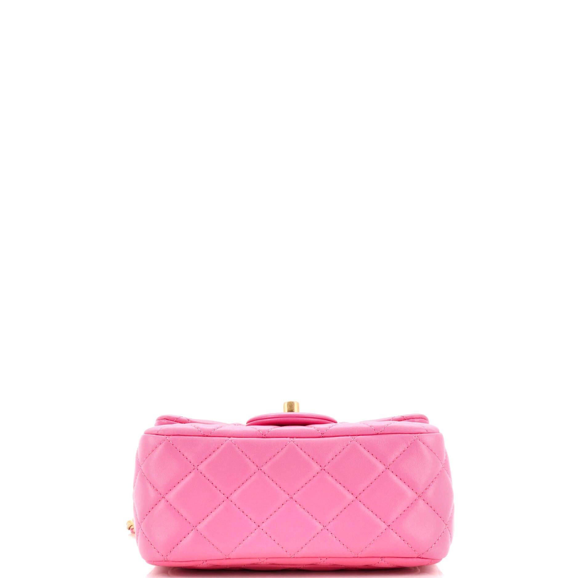 Chanel Pearl Crush Square Flap Bag Quilted Lambskin Mini For Sale at ...