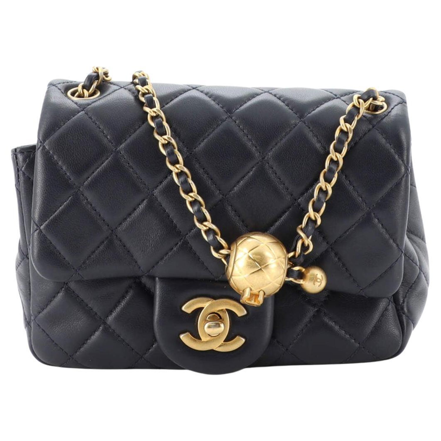 Chanel Mini Rectangular Flap Bag With Pearl Crush Chain White For Sale at  1stDibs