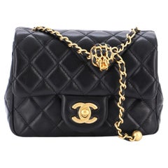 For Sale! Chanel 23C Dark Green Lambskin Pearl Crush Rectangle Mini CF with  Antique Gold Hardware. 