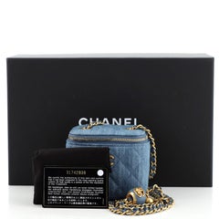 Chanel Pearl Crush Vanity Case with Chain Quilted Denim Mini