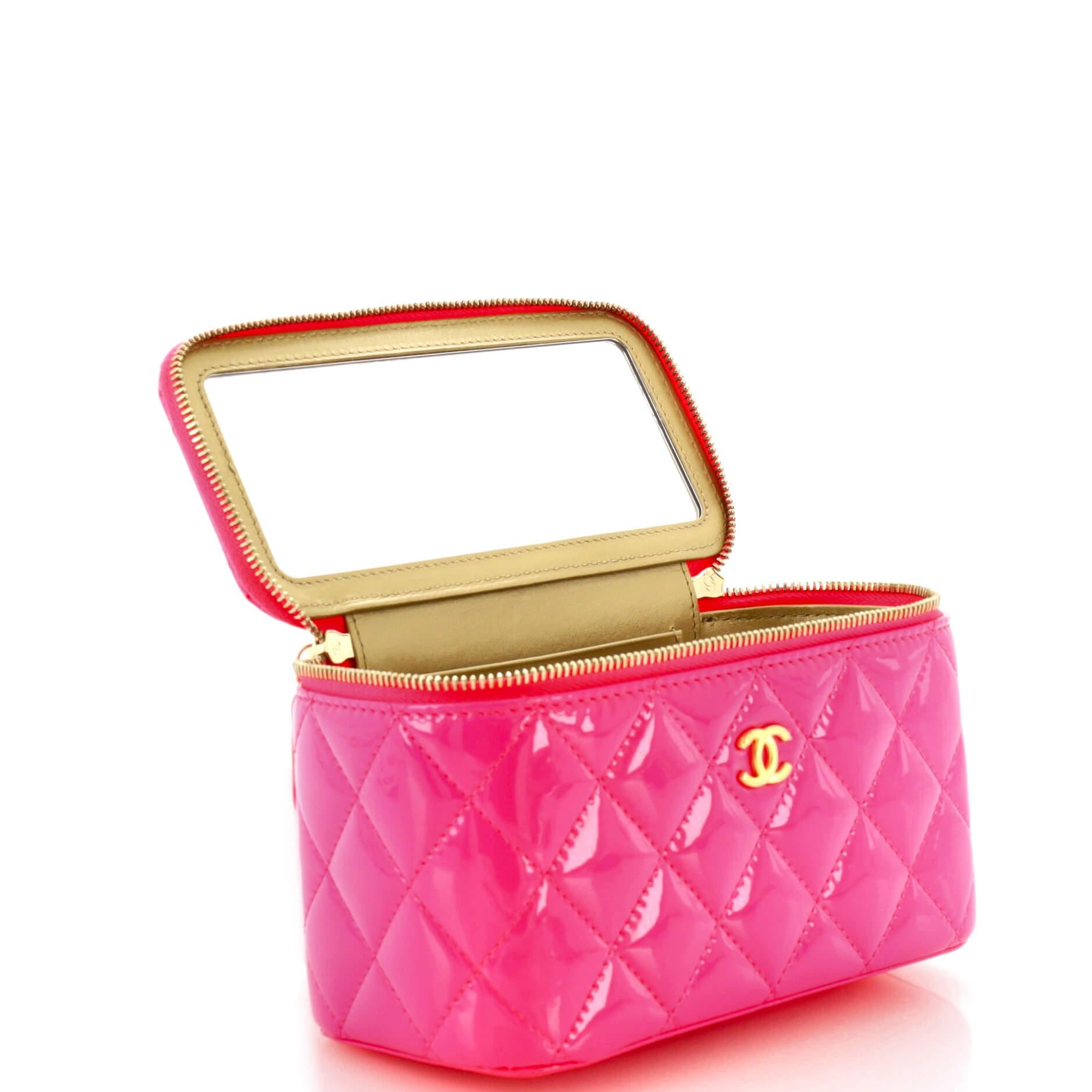  Chanel Pearl Crush Vanity Case with Chain Quilted Patent Small 3