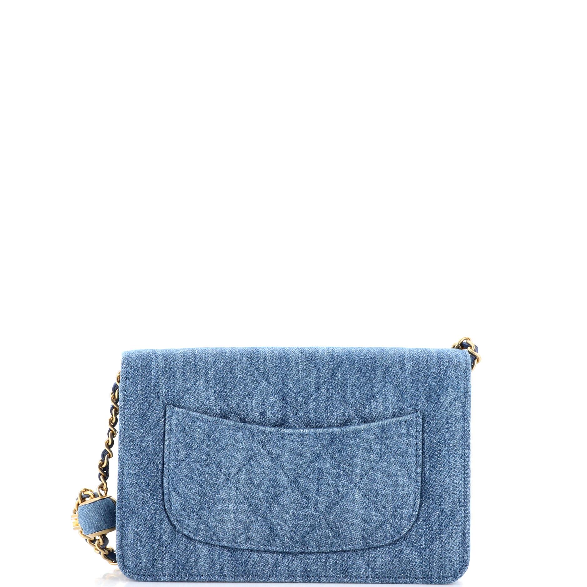 Women's Chanel Pearl Crush Wallet on Chain Quilted Denim