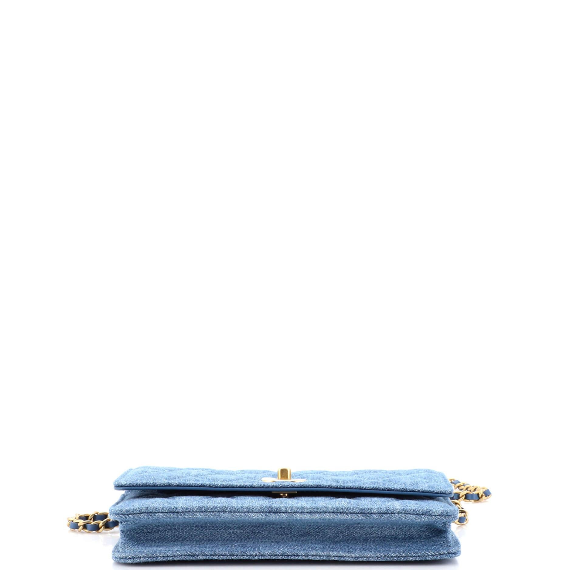 Chanel Pearl Crush Wallet on Chain Quilted Denim 1