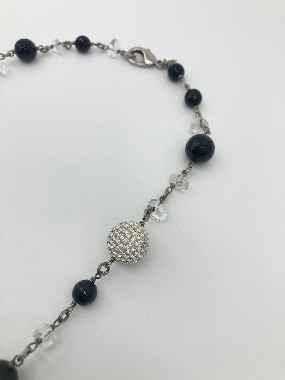 Chanel Pearl Crystal Beaded CC Logo Necklace 2