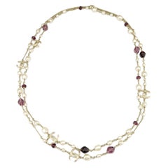 CHANEL Pearl Crystal Gold Long Necklace 2012