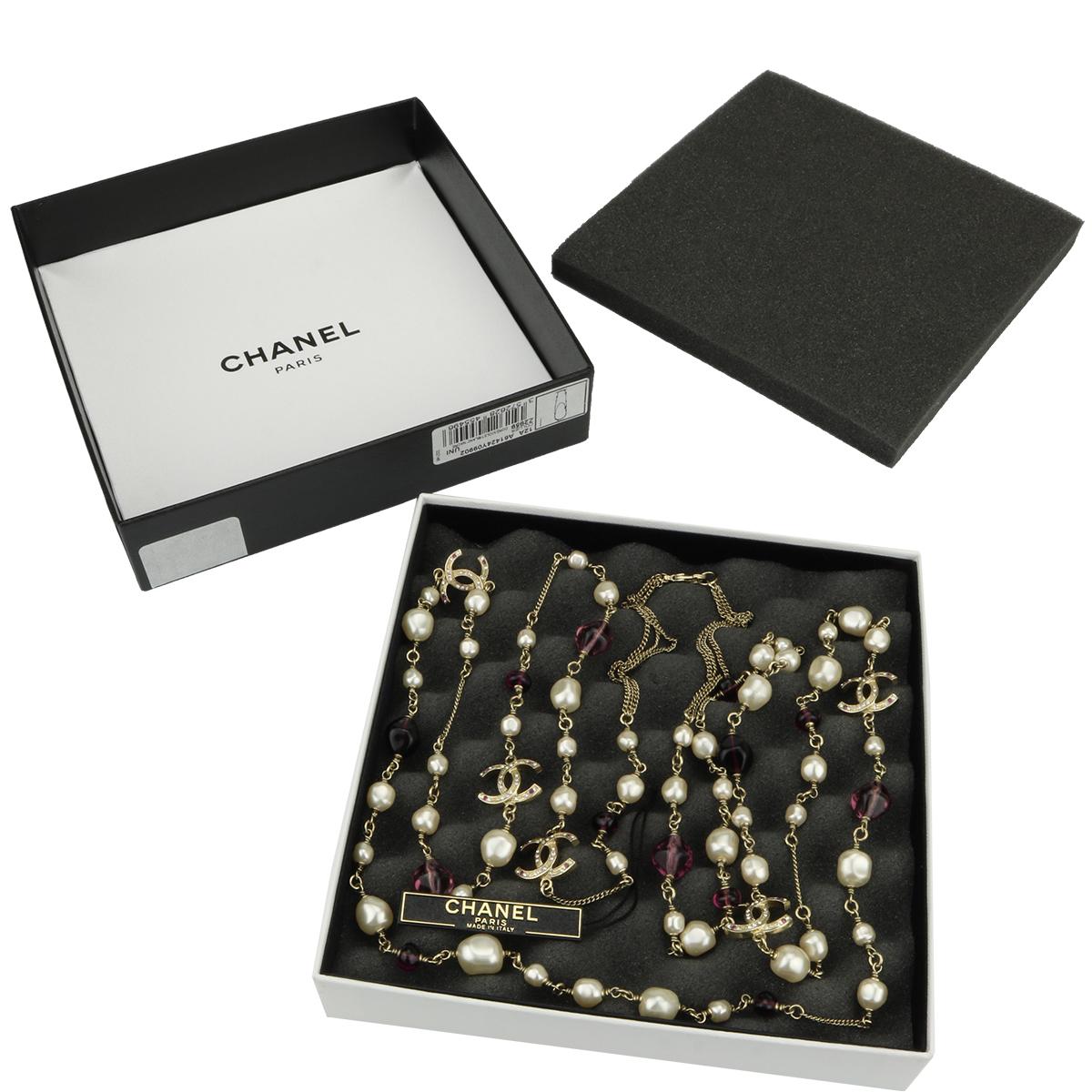 CHANEL Pearl Crystal Gold Long Necklace 2012 5