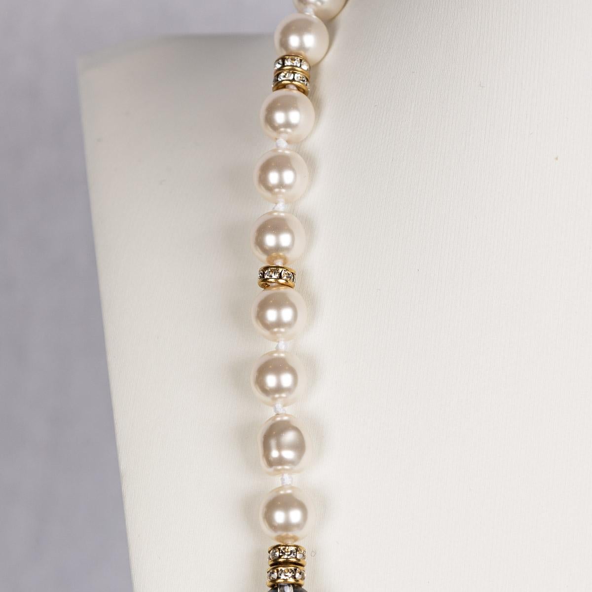 Italian Chanel Pearl & Cut Crystal Gemstone 