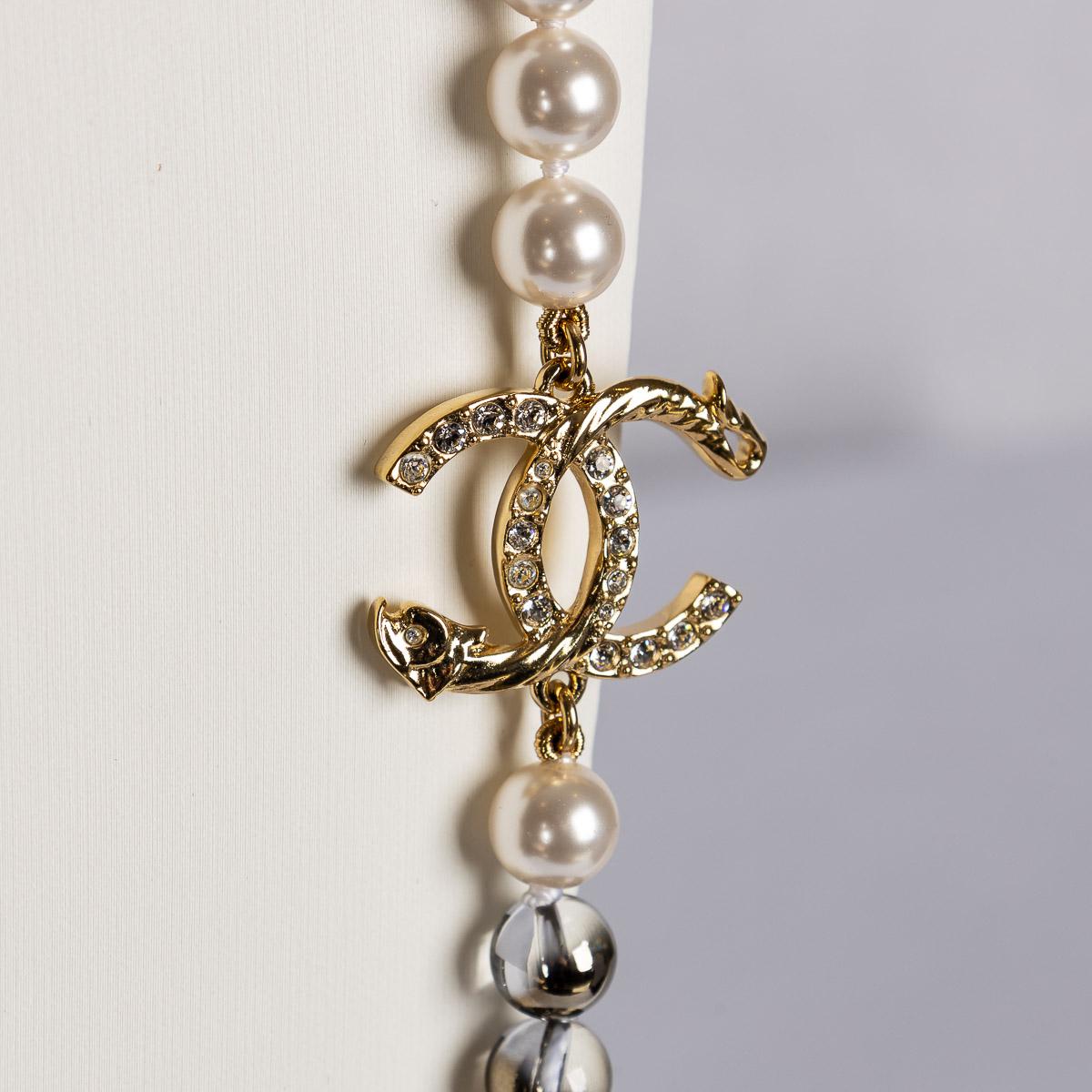 Contemporary Chanel Pearl & Cut Crystal Gemstone 