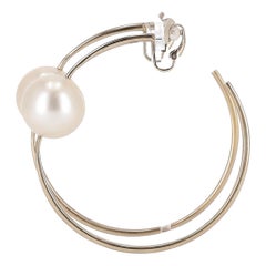 Chanel Pearl Detail Oversized Hoop Earrings