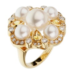 Chanel Pearl Diamond Yellow Gold Cocktail Ring