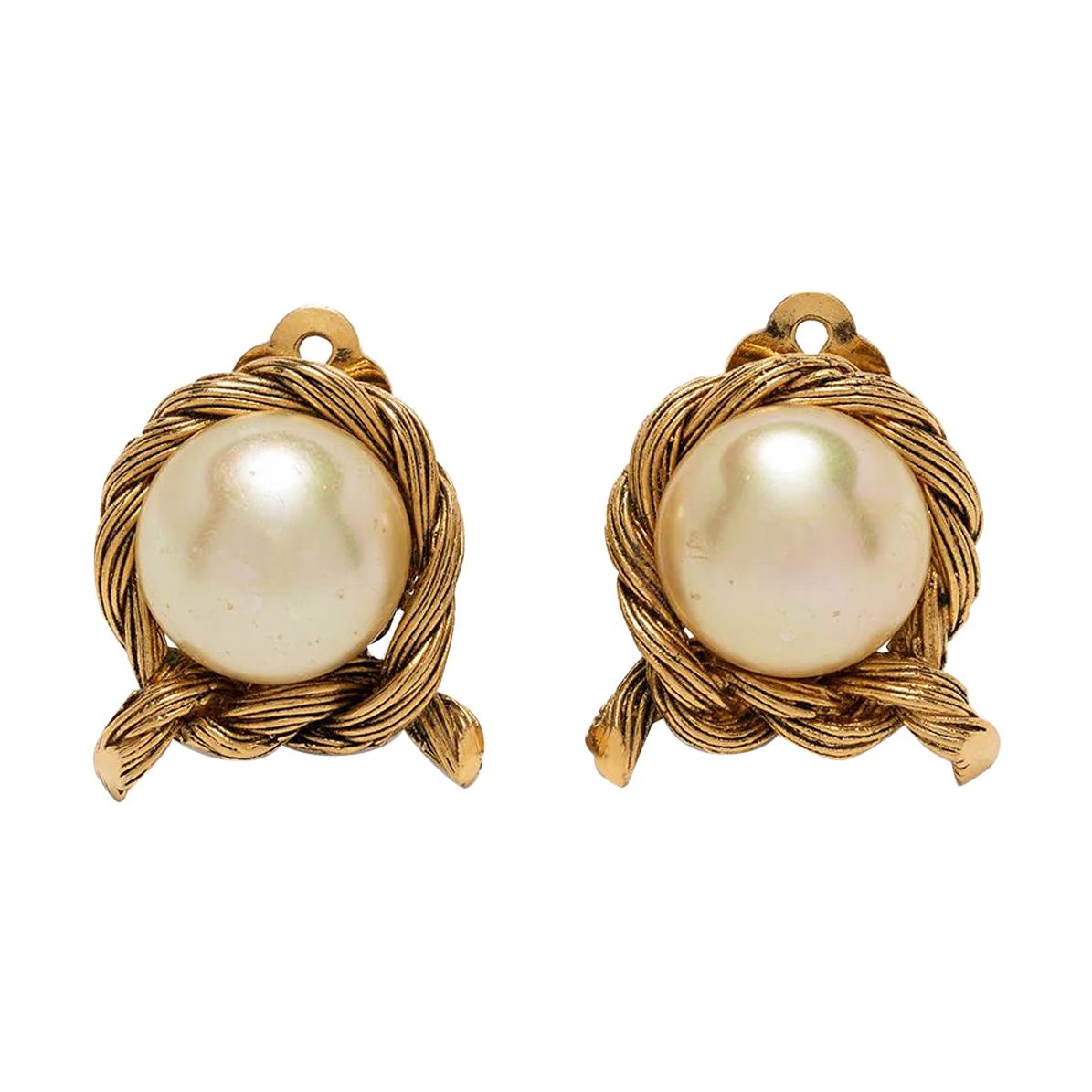 Chanel Pearl Earrings 1980s