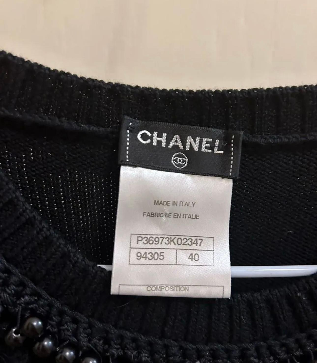 Chanel Pearl Embellished Black Dress with Couture Appliques 3