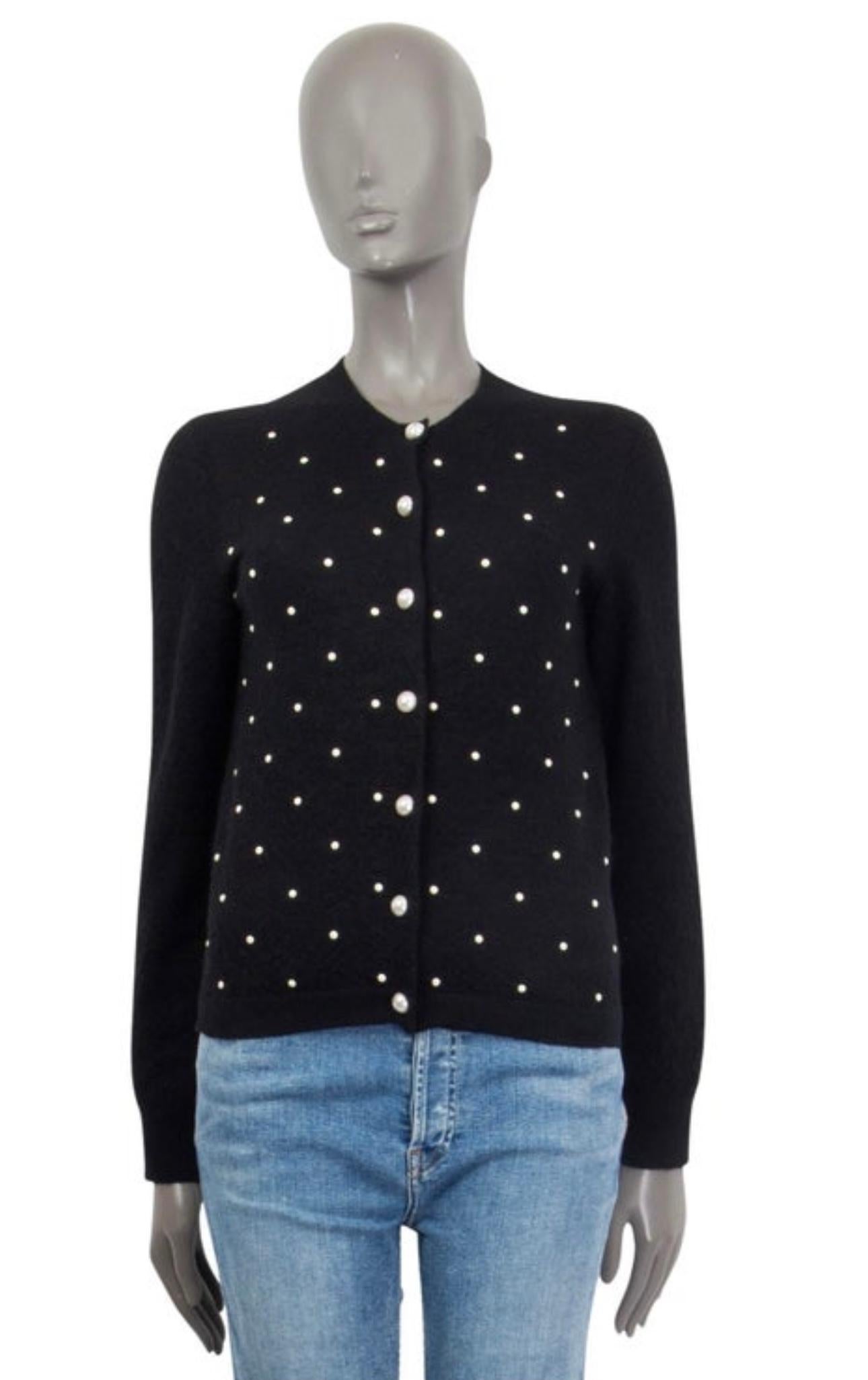 Chanel Pearl Embellished Black Knit Jacket In Excellent Condition In Dubai, AE