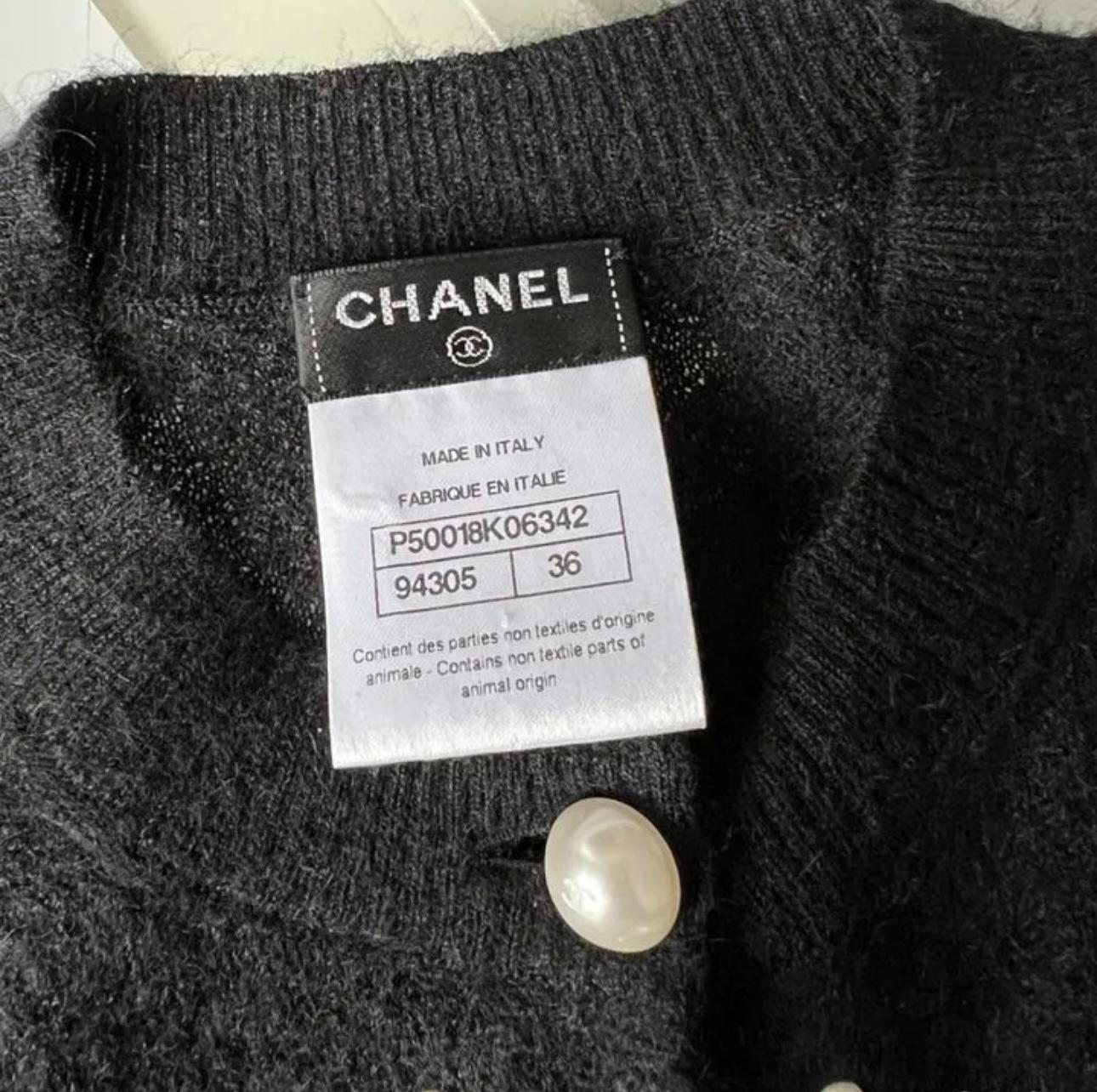 Chanel Pearl Embellished Black Knit Jacket 4