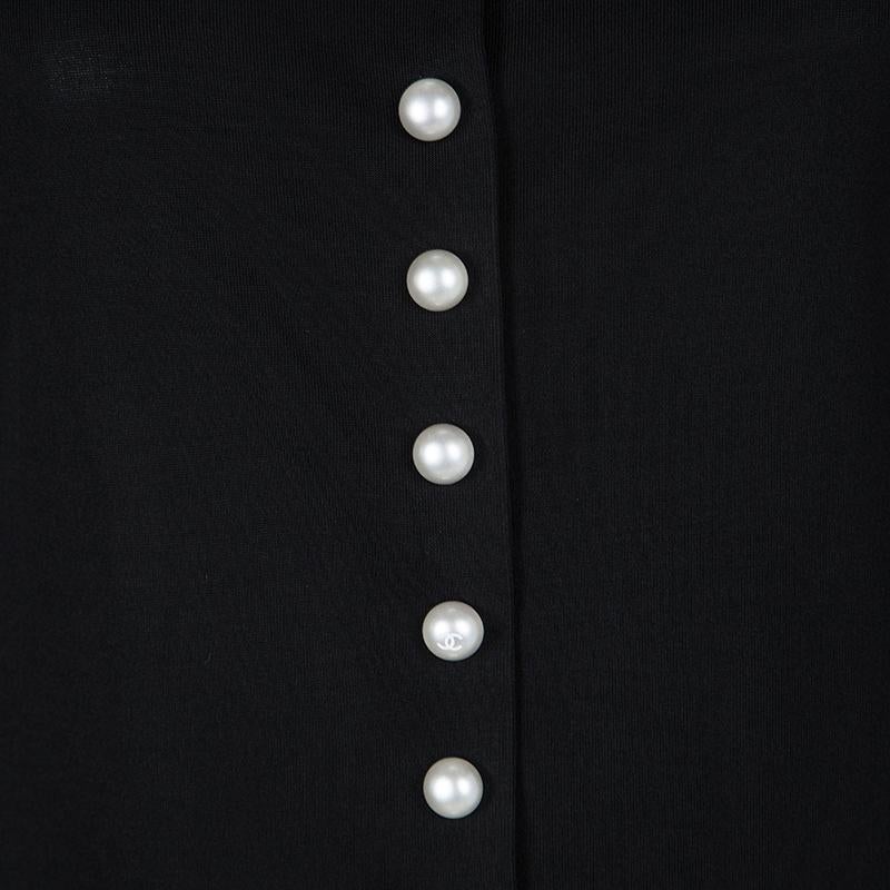 Chanel Pearl Embellished Button Detail Long Sleeve Blouse M In Good Condition In Dubai, Al Qouz 2