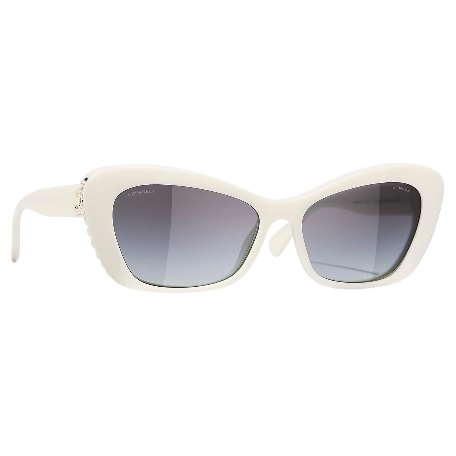 Chanel Pearl-Embellished Cat-Eye Sunglasses For Sale