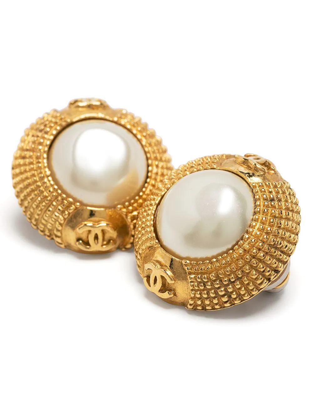 Chanel Pearl-embellished Clip-on Button Earrings  In Excellent Condition In London, GB
