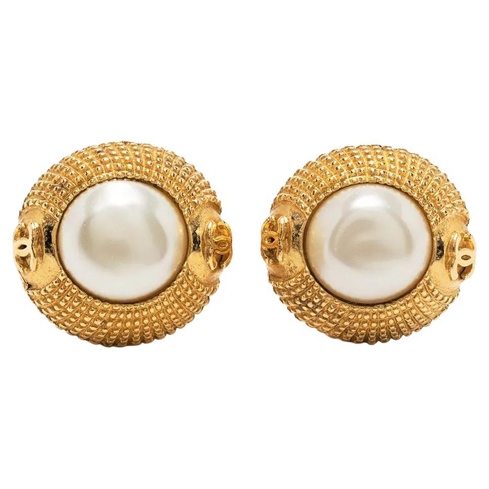 Chanel Pearl-embellished Clip-on Button Earrings 