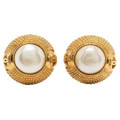 Chanel Pearl-embellished Clip-on Button Earrings 