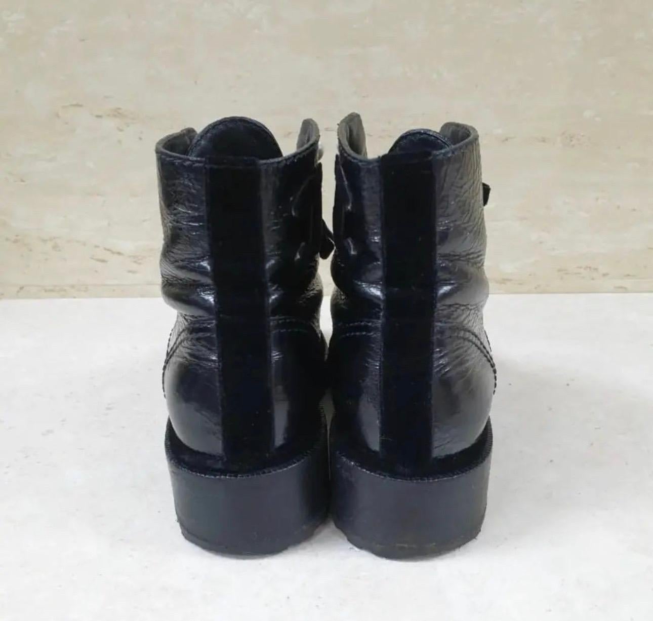 Chanel Pearl Embellished Crackled Calfskin Leather Boots In Good Condition In Krakow, PL