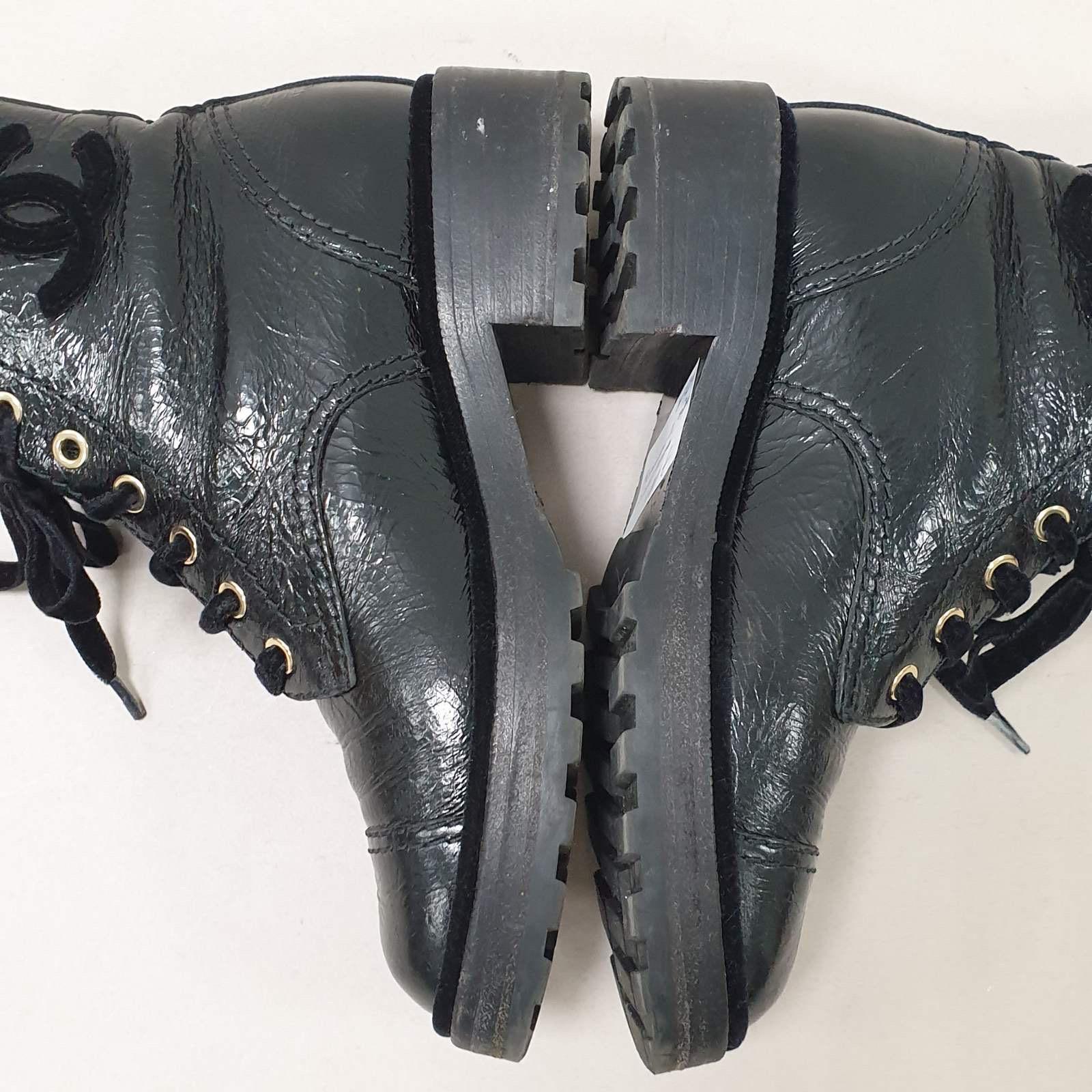 Chanel Pearl Embellished Crackled Calfskin Leather Boots For Sale 1