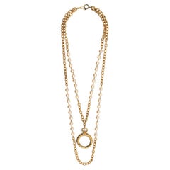 Chanel Pearl-embellished double-chain necklace