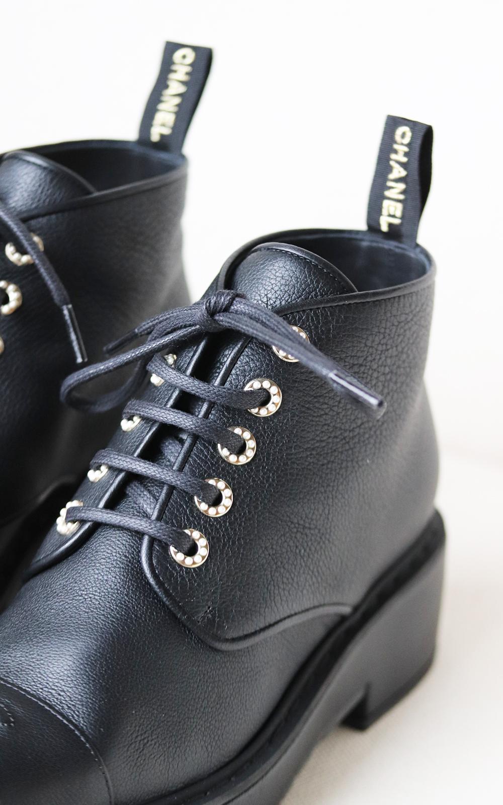 chanel pearl boots