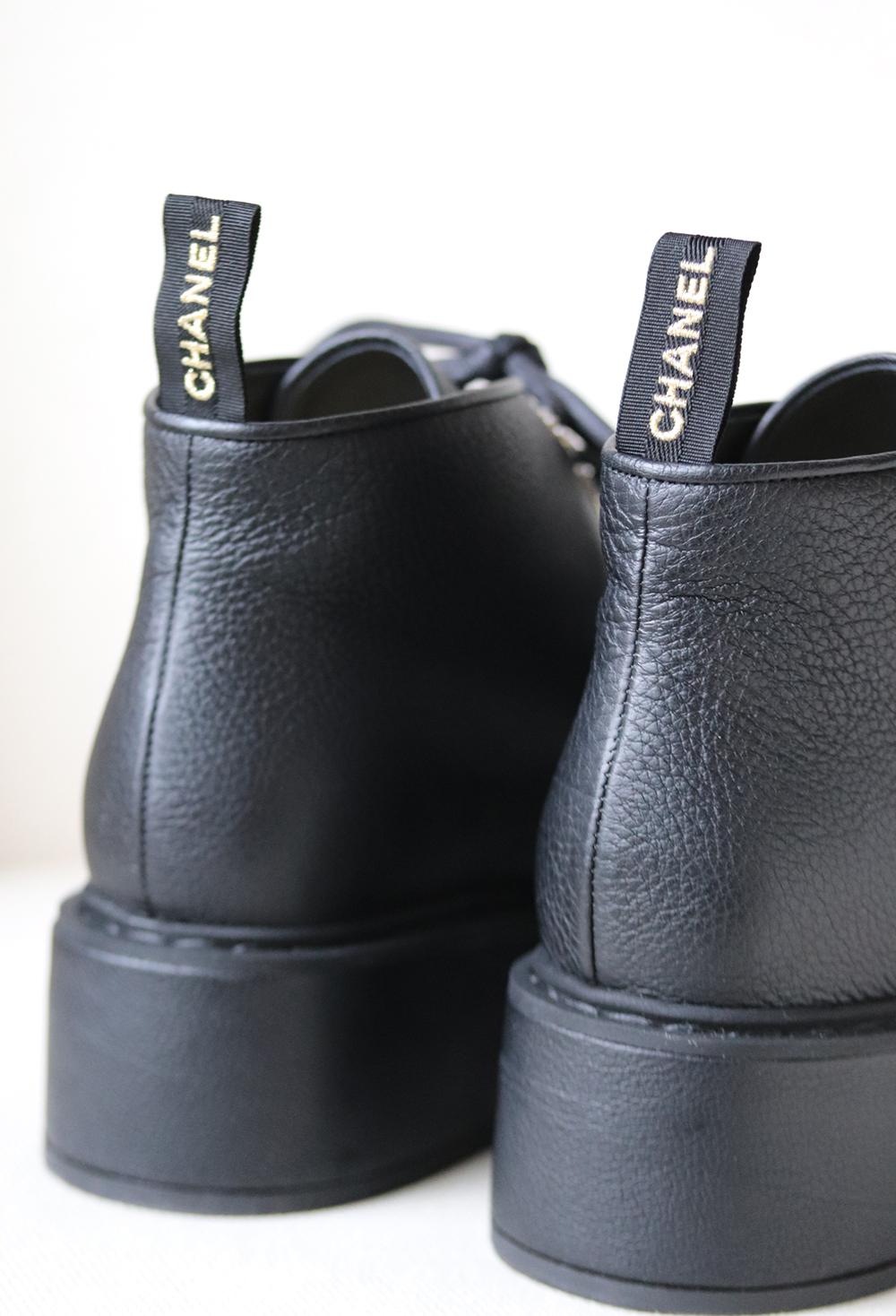 Women's Chanel Pearl Embellished Grained Calfskin Ankle Boots