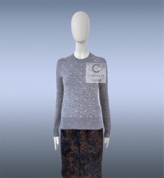 CHANEL Pearl Embellished Grey Jumper 34 FR