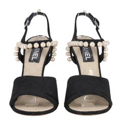 Chanel Pearl Embellished Suede Sandals